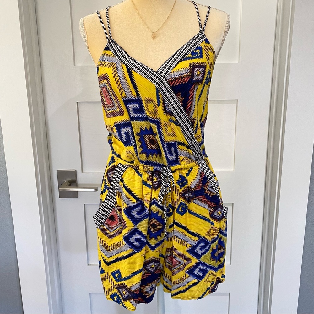 Xhilaration Yellow Tribal Romper- Large
